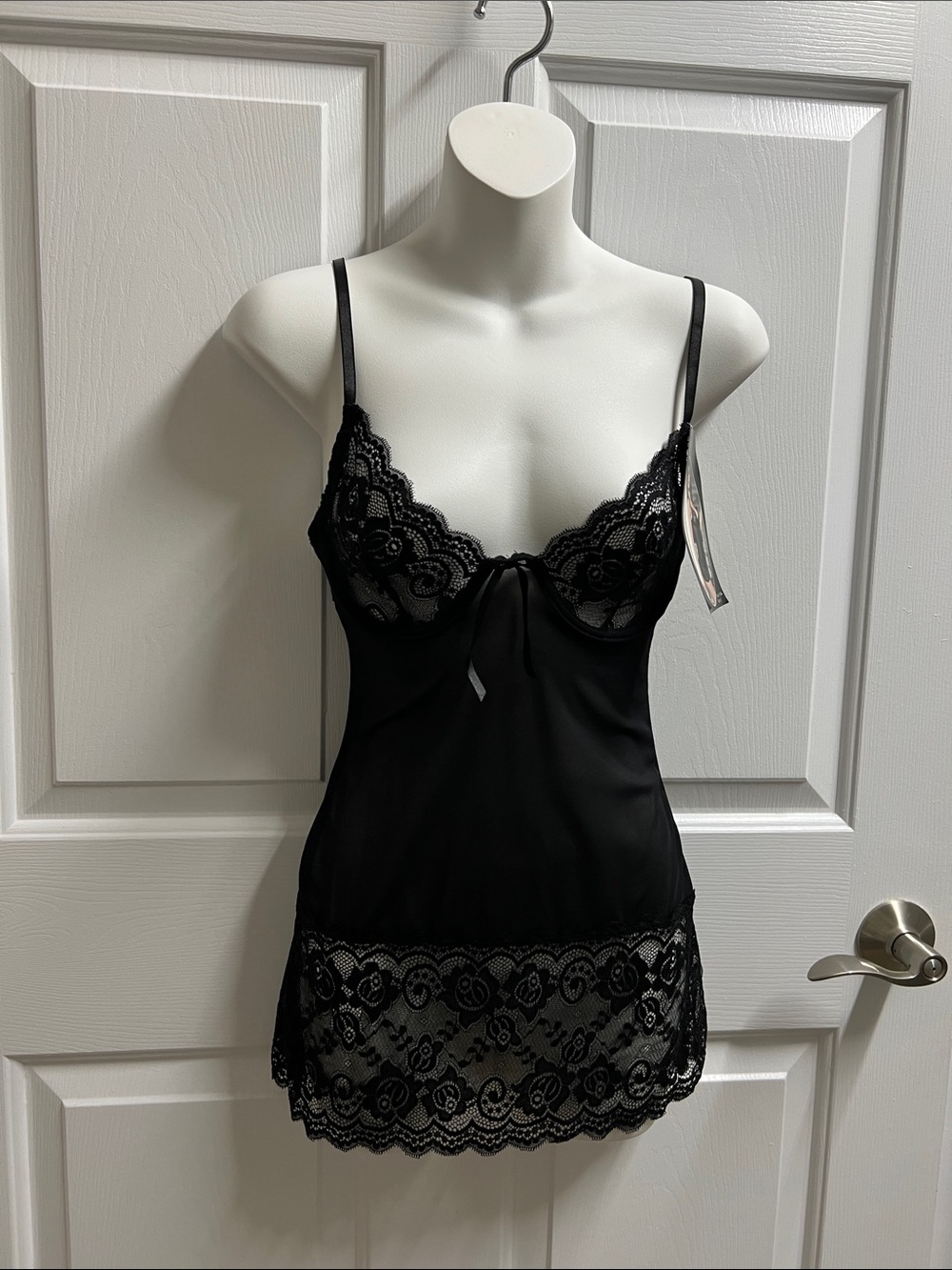 Seven til midnight Black Lace Chemise lingerie 2pc set small S new